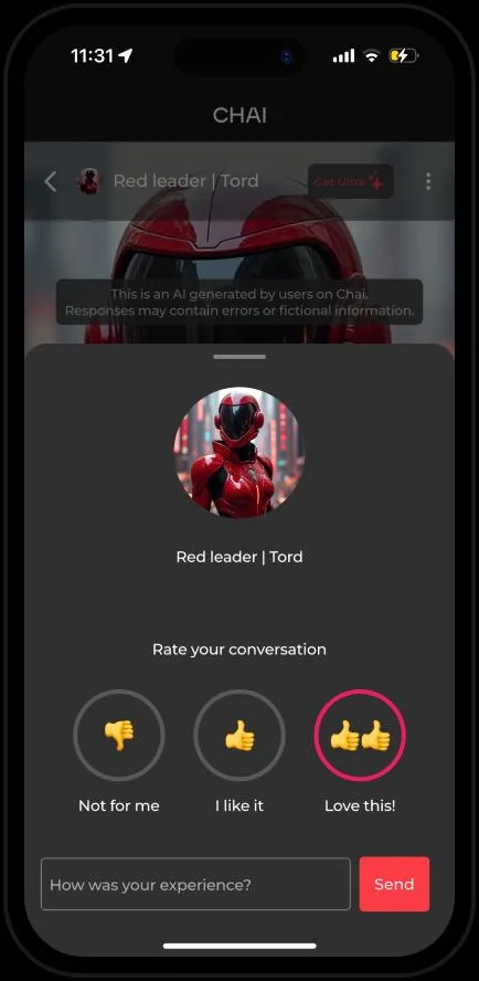 The rate your conversation screen, with not for me, I like it and love this options